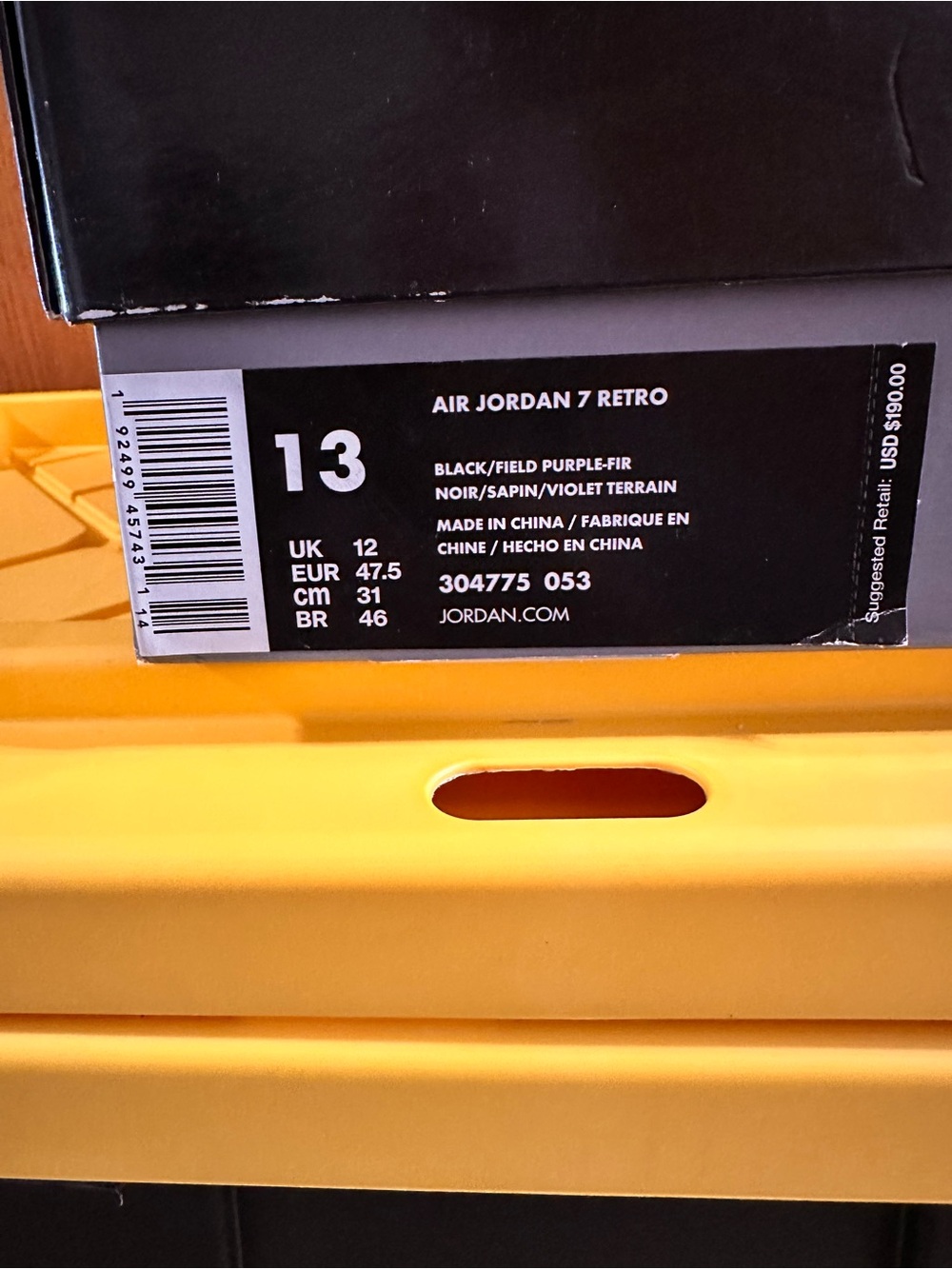 Size 13 - Air Jordan 7 Retro PE Ray Allen Black Purple EUR 47.5 CM 31 - Picture 13 of 13